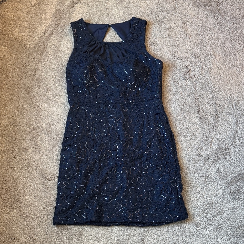 City Triangles Navy Blue Lace Sequin Dress SIZE 13